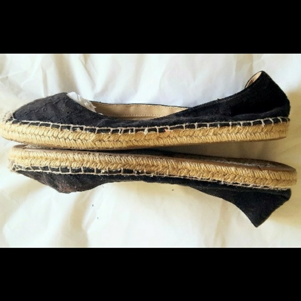 Black Flat Fabric Espadrilles